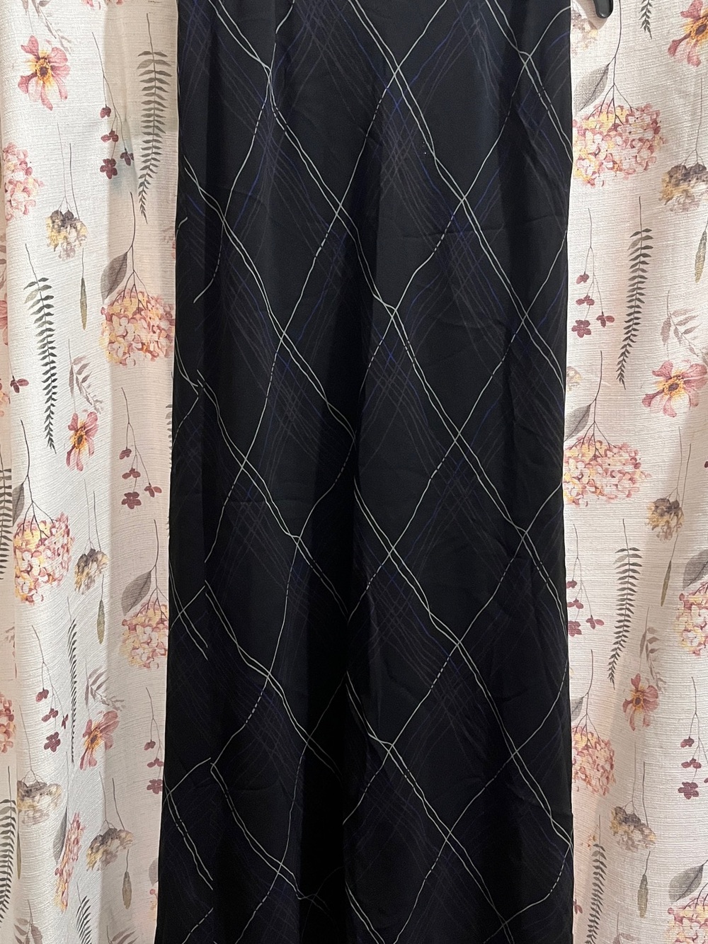 Classic Black A-Line Maxi Skirt with Subtle Diamond Grid
